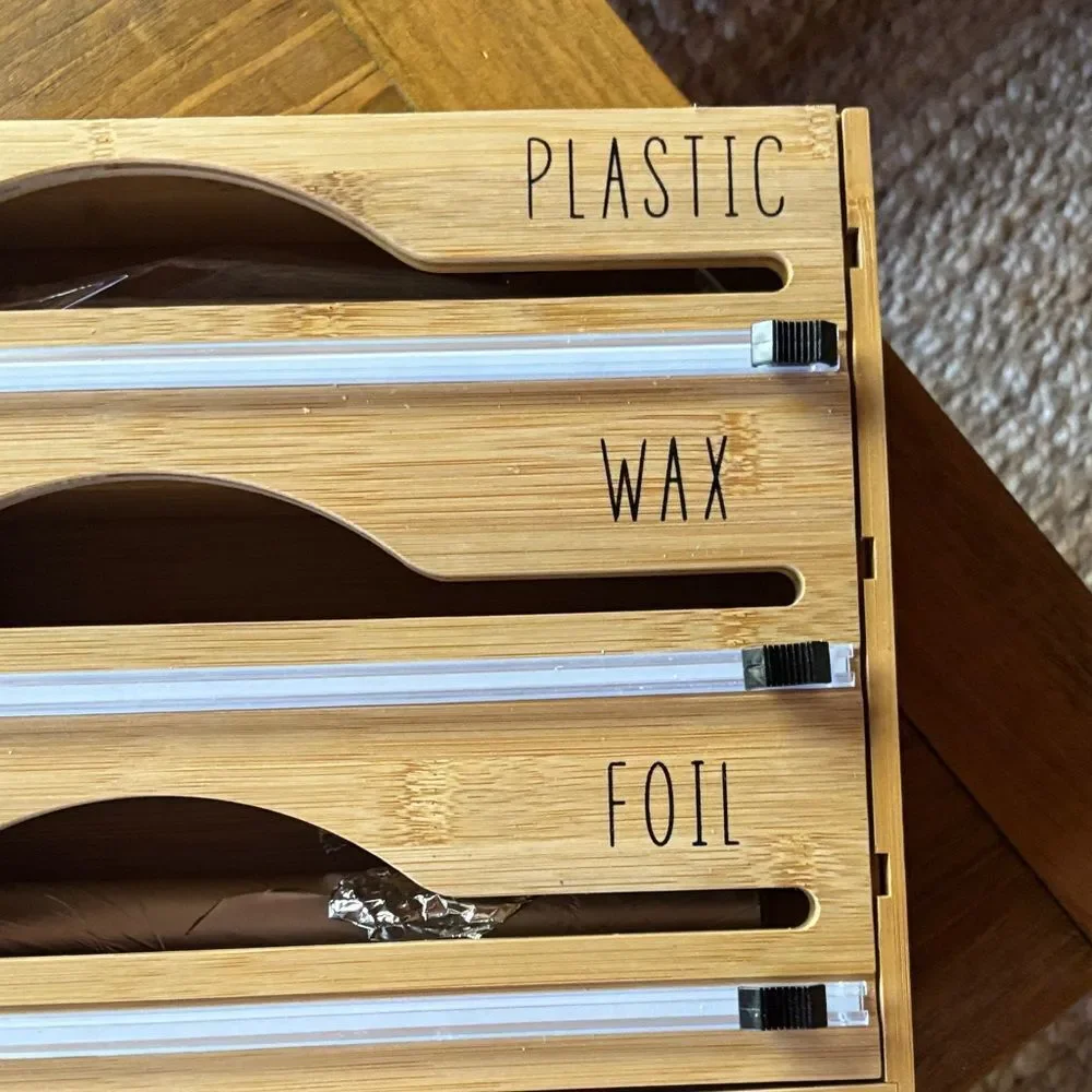 Rae Dunn like Bamboo Kitchen Wrap Organizer